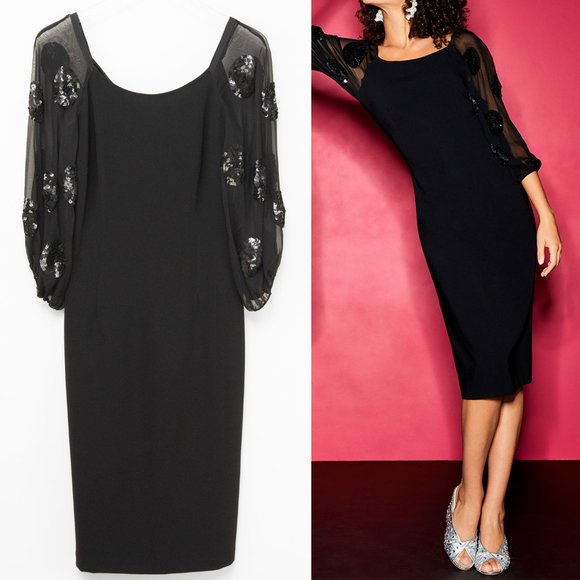 Sachin + Babi Dresses & Skirts - Sachin & Babi Charlotte Dress Embellished Sequins Evening Midi Black Size 2